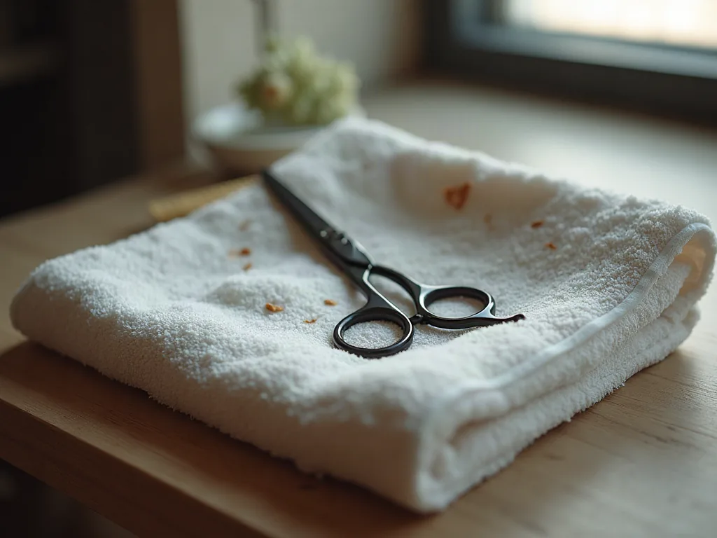 Frange rideau sur cheveux courts : comment l'adopter sans se rater Ciseaux de coiffeur et peigne fin utilisés pour tailler une frange rideau