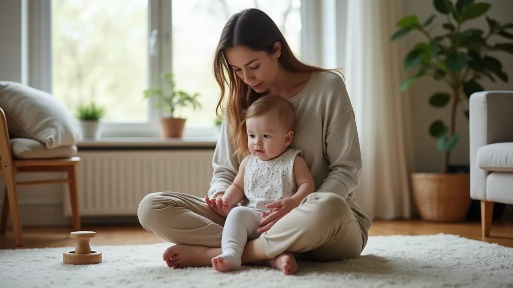 Faut-il vraiment arrêter d'embrasser son enfant sur la bouche ? Mère et jeune enfant dans un salon lumineux en journée
