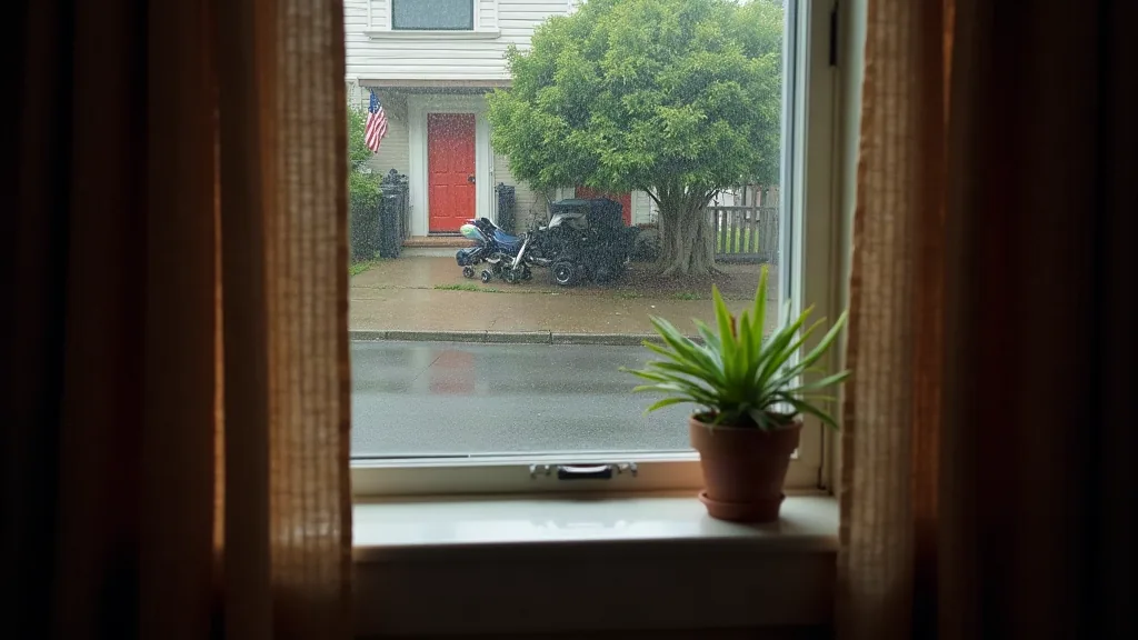 Texte marraine filleule : les mots qui disent tout ce que vous ressentez Vue depuis l'intérieur d'une maison sur une rue de quartier après la pluie